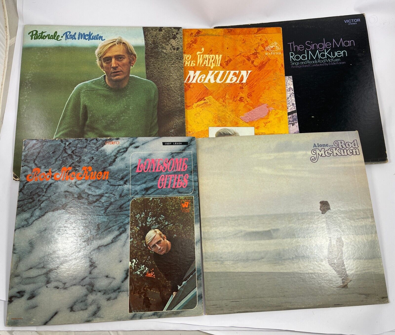 Rod McKuen Lot of 5 LPs Single Man Lonesome Cities Alone Pastorale Listen Warm