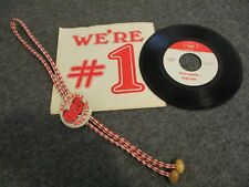 1960s UNIVERSITY ALABAMA WE'RE #1 VINYL 45 RECORD w/SLEEVE+ BUTTON ROPE BOLO TIE picture