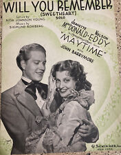 VINTAGE SHEET MUSIC WILL YOU REMEMBER SWEETHEART SOLO JEANETTE MACDONALD 1937 picture