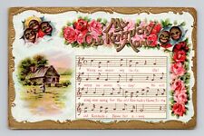 Postcard Floral Greeting My Old Kentucky Home Music Lyrics, Antique J8 picture