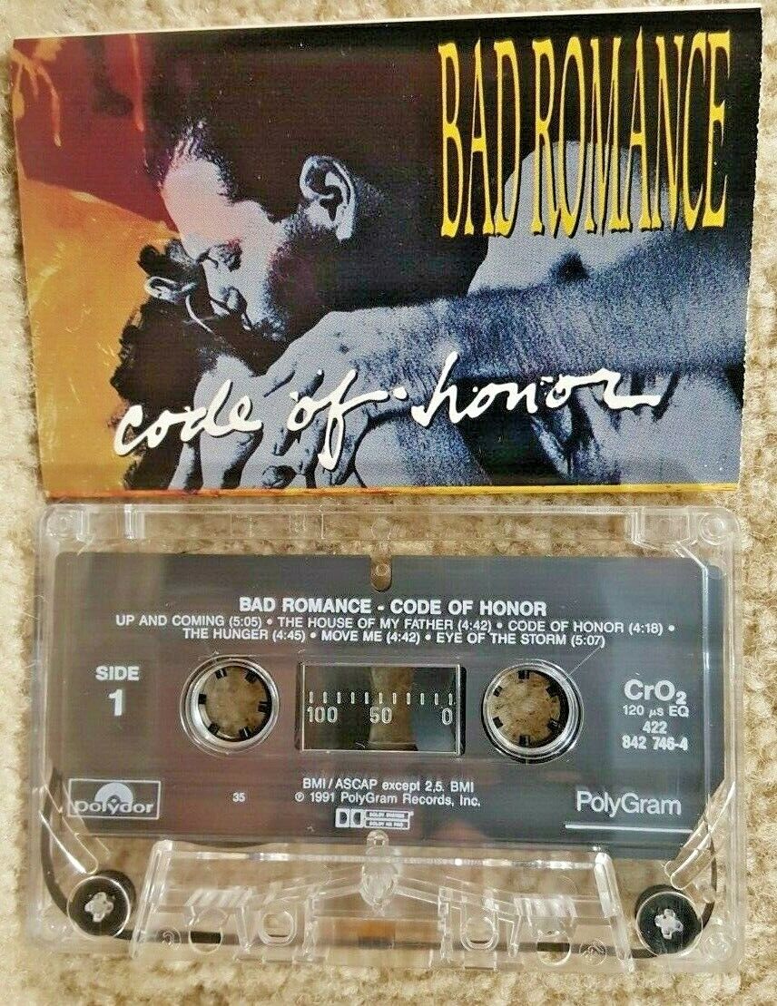 Vintage 1991 Cassette Tape Bad Romance Code of Honor Polygram Records