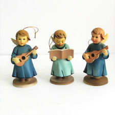 3 Angel Christmas Ornaments Guitar Singer Plastic 4.25in Vintage 70s 80s picture
