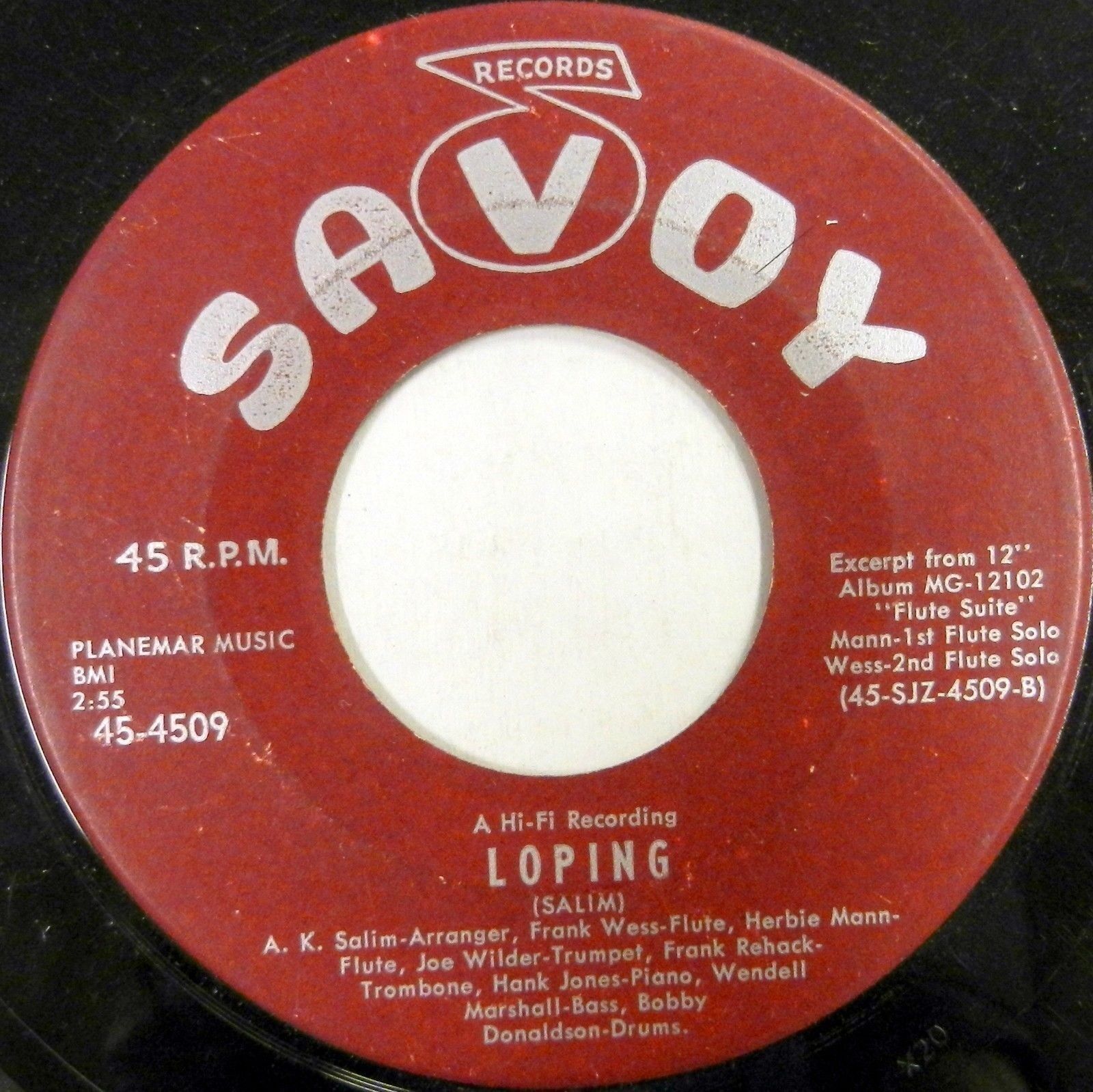 A.K. SALIM 45 Loping SAVOY 1957 Jazz HERBIE MANN Hank Jones ORIGINAL PRESS #C268