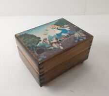 Vintage Walt Disney ALICE IN WONDERLAND Reuge Wooden Music Box WHITE RABBIT Rare picture