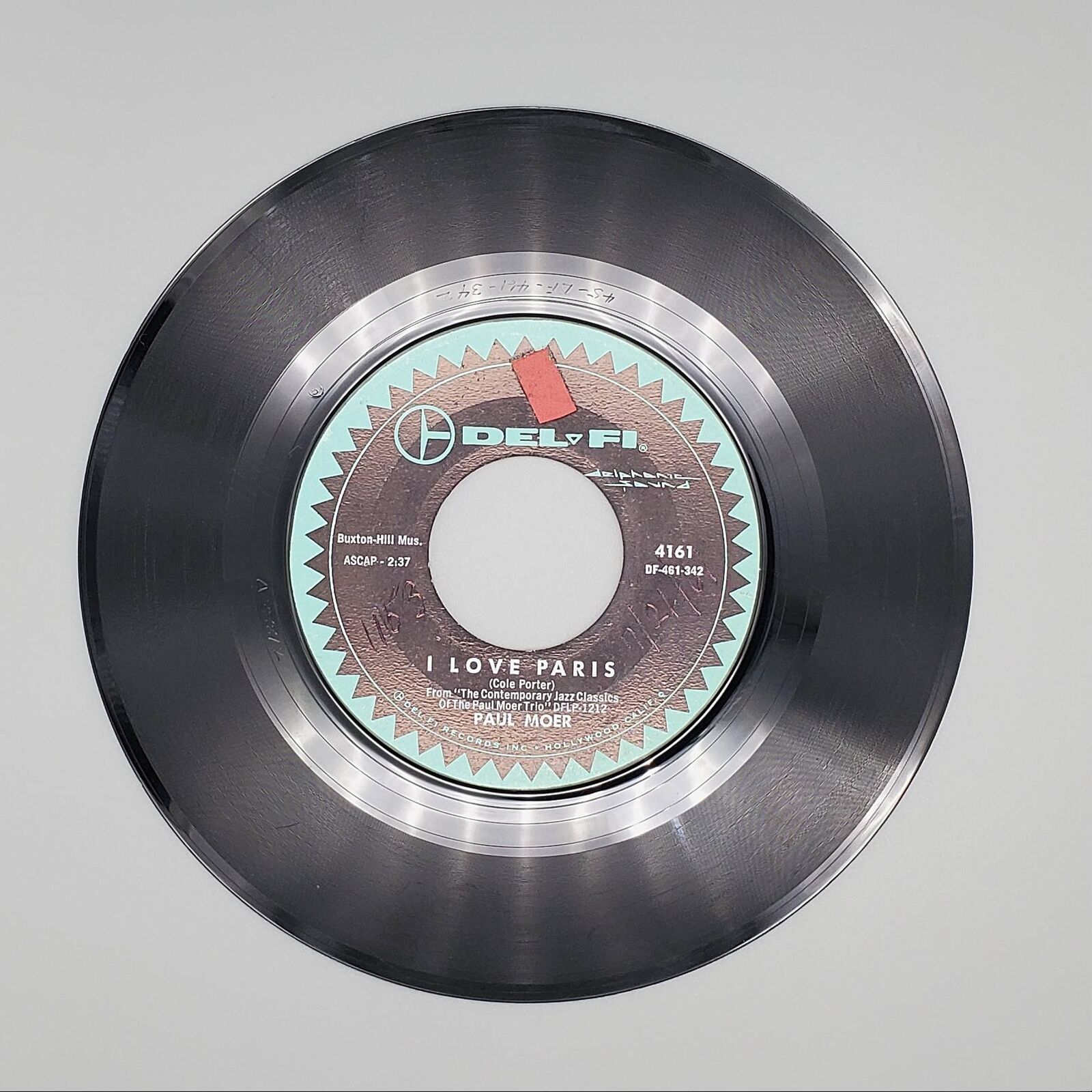 Paul Moer I Love Paris Single Record Del-Fi Records 1961 4161