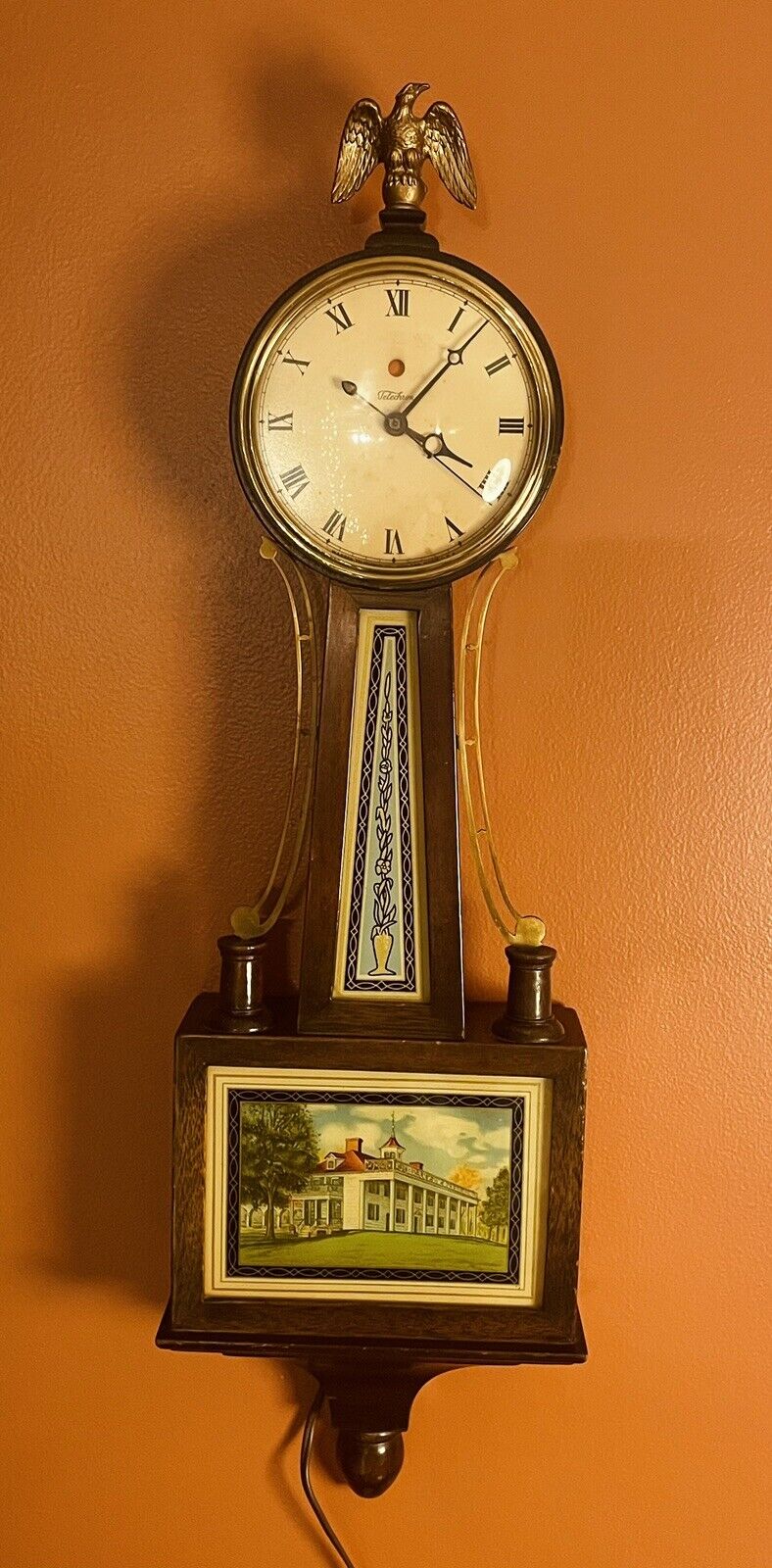 Vintage 1930’s Warren Telechron Ashland Mass USA Electric Banjo Clock w/ Eagle