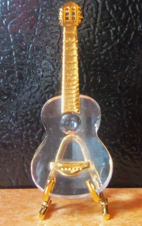 Swarovski Crystal Memories Guitar (acoustic) with Stand. Swan Marked. No box/coa