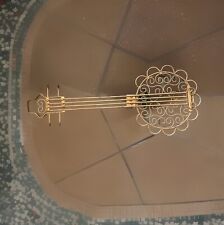 Vtg Gold Painted Metal Wire Wall Banjo Musical Instrument Wall Decor Mexico MCM picture