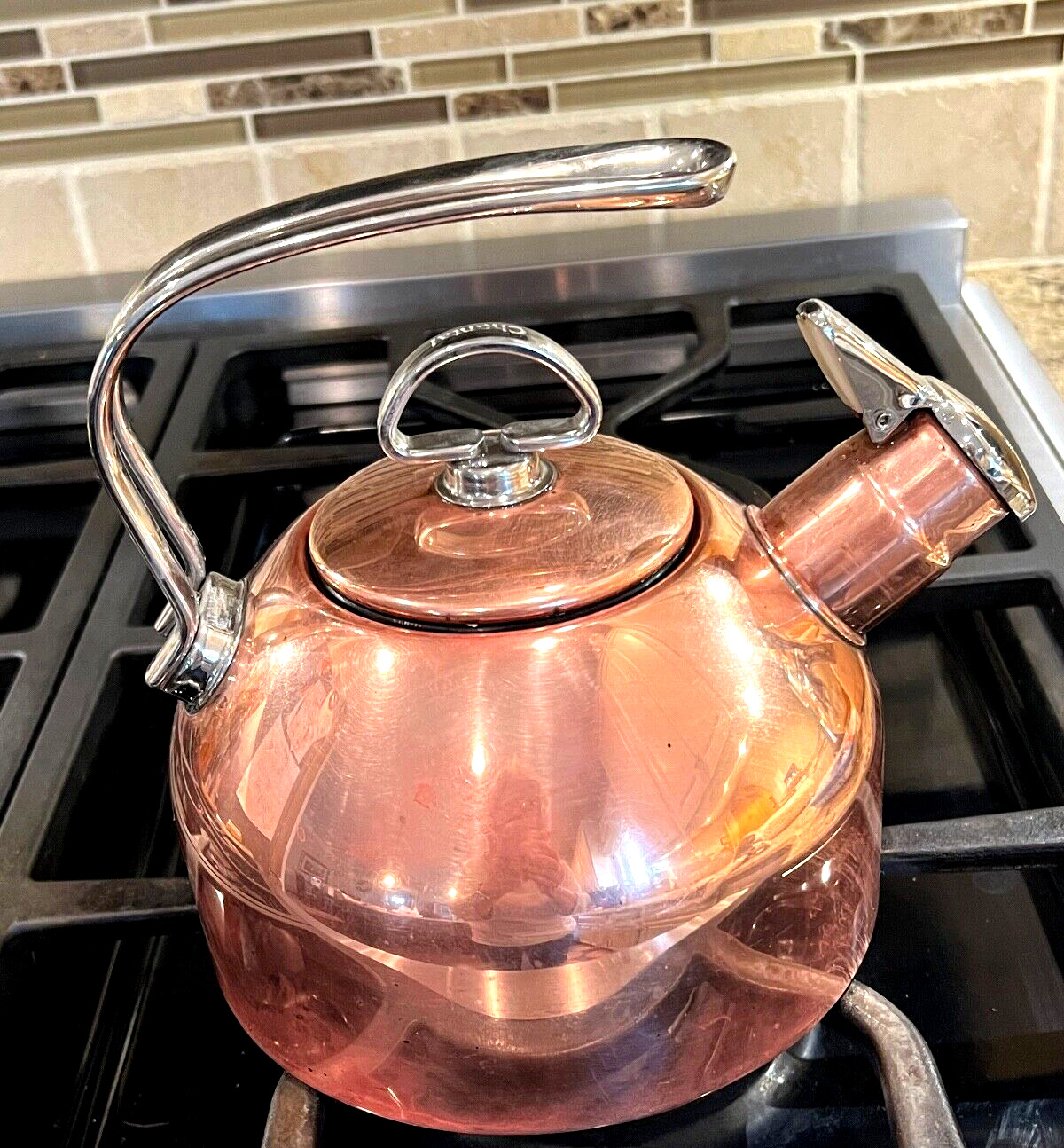 CHANTAL Copper Stainless Lined  Tea Kettle 2.5 Qt  Harmonica  Whistle (see Video