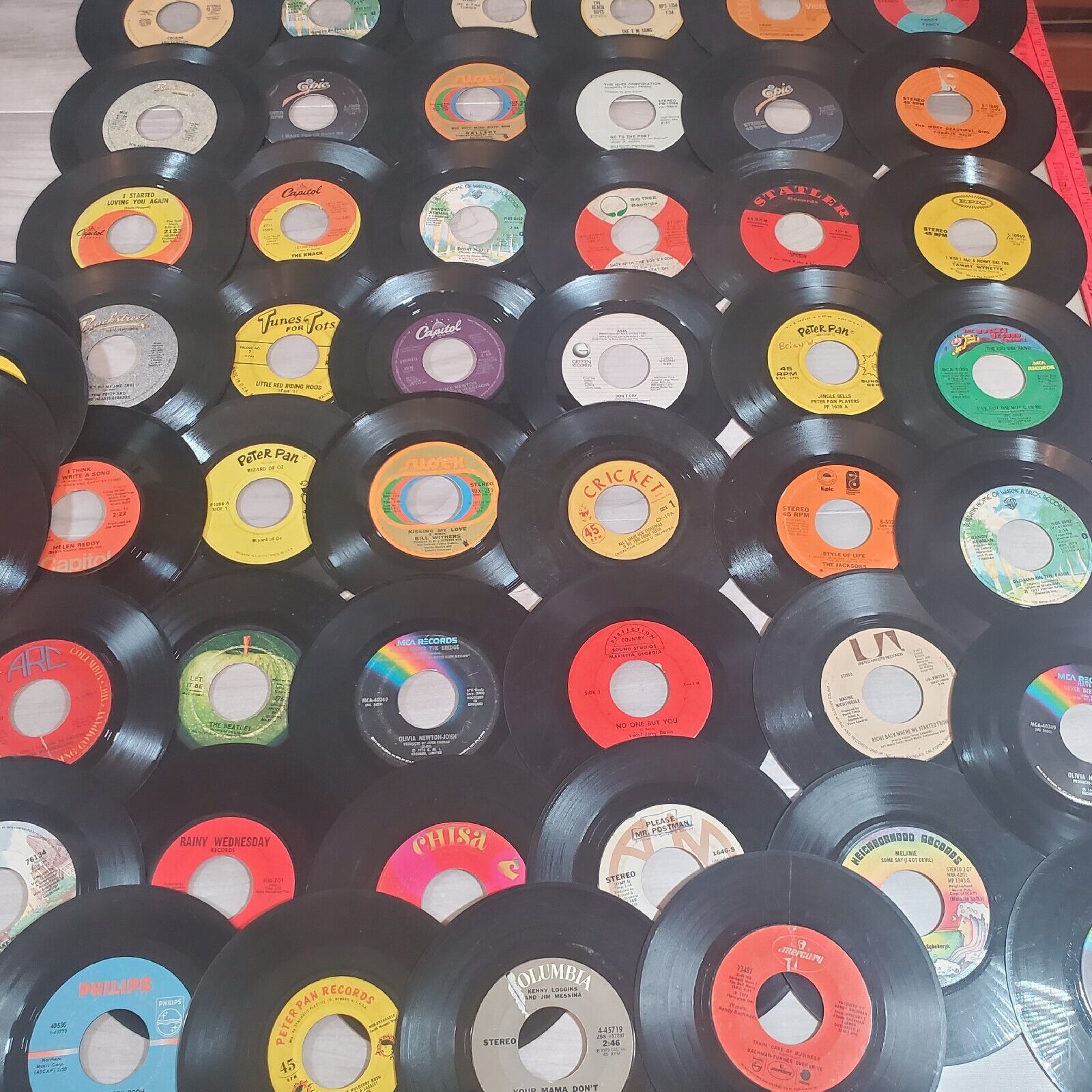 45 RPM Records Lot Wall Art UNTESTED Vintage Lot Decor Assorted Artists Labels