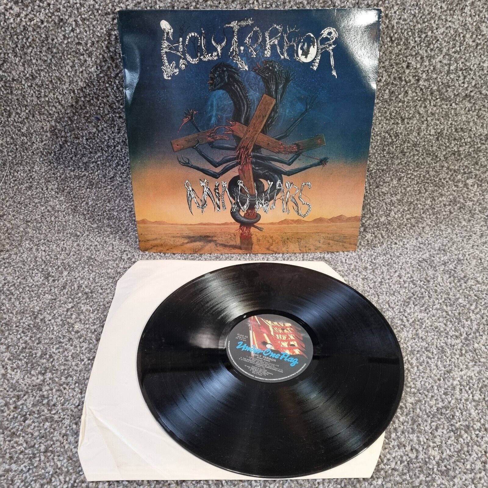 Holy Terror Mind Wars vinyl LP album record UK Flag 25 1988