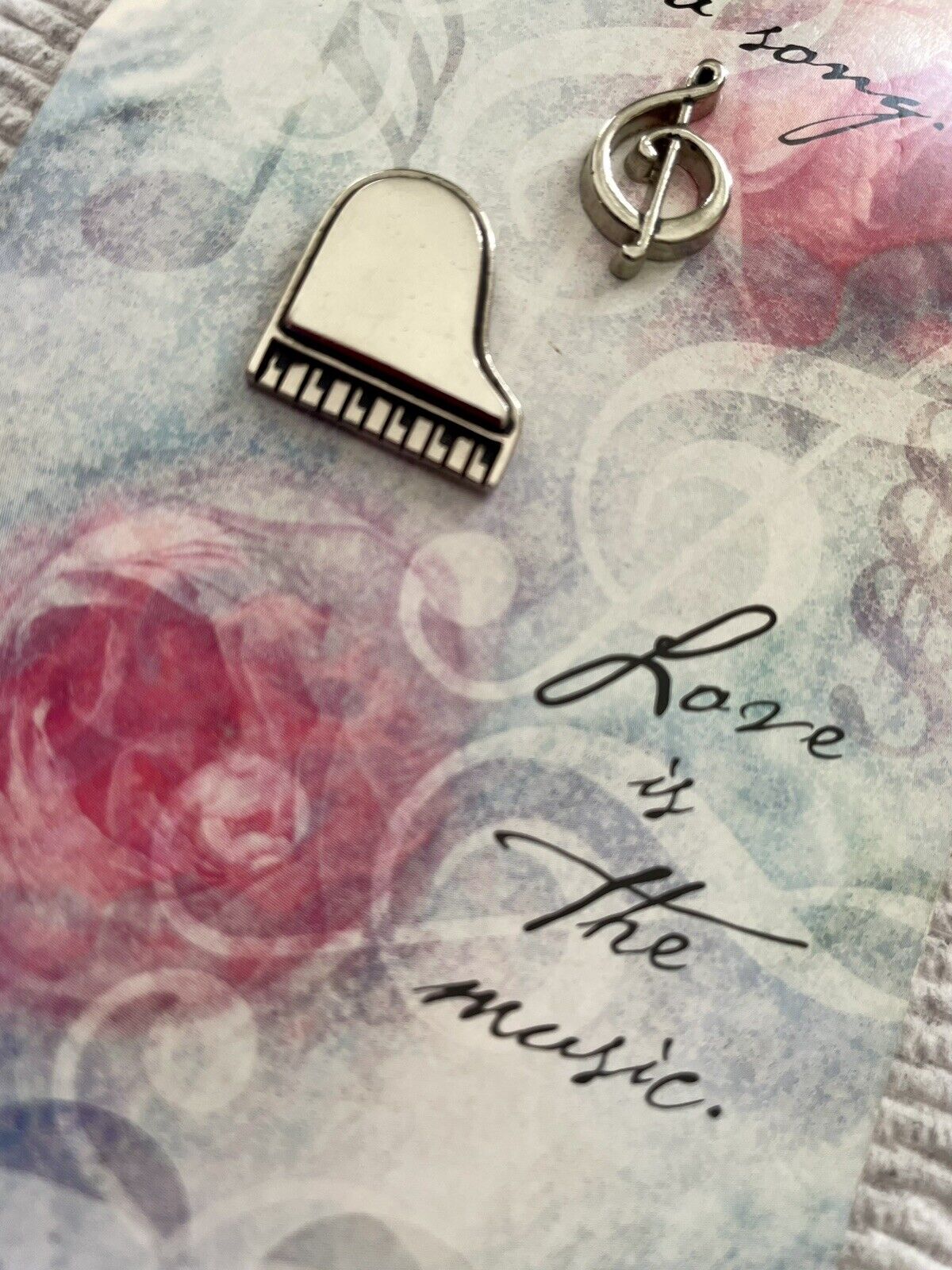 Vintage Hallmark•Life is a Song/Love is the Music•Piano & Treble Clef Lapel Pins