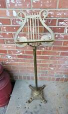 Vintage Brass Sheet Music Stand Harp Lyre Ornate Footed picture