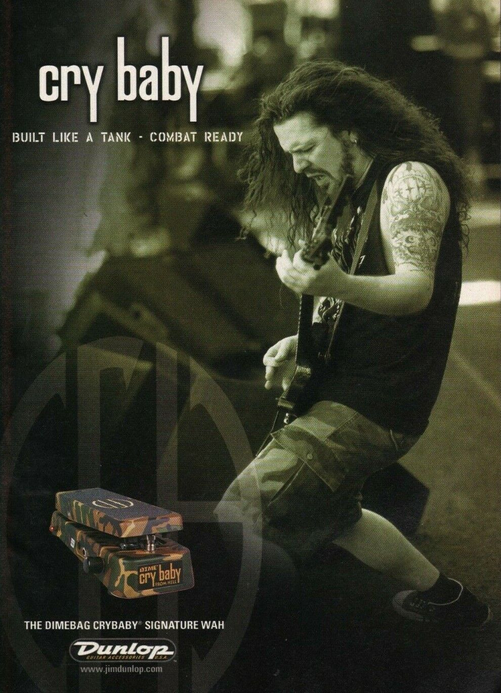 2002 Dimebag Darrell for the Dunlop Cry Baby Wah Pedal - Vintage Guitar Ad