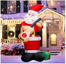 Christmas Inflatable 7 FT Santa Claus with Guitar, Outdoor Blow up Decor Santa picture