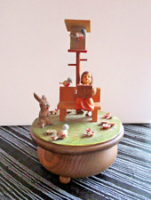 Vtg Thorens Music Box Happy Talk Anri Swiss Made Carved Wood Vintage picture