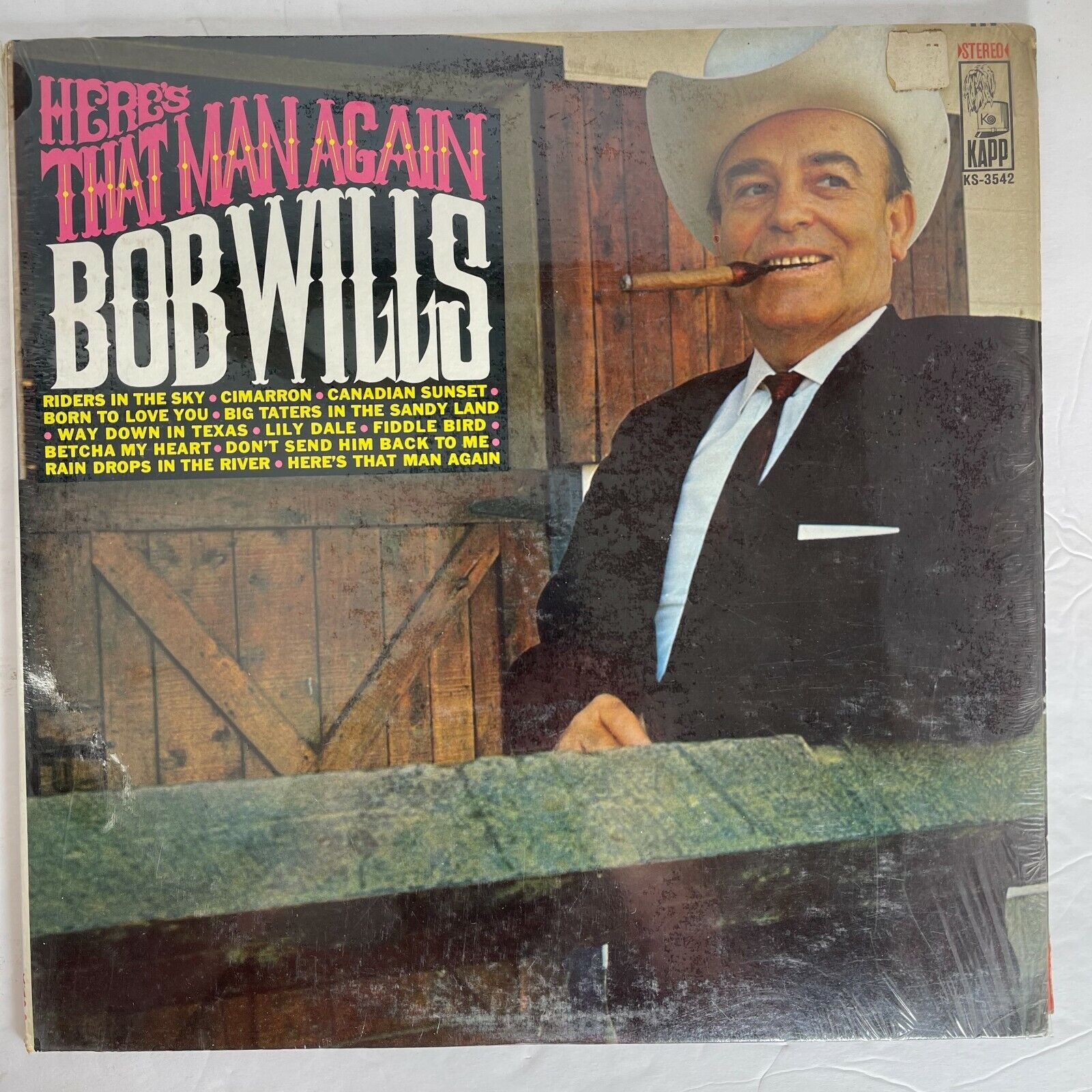 Bob Wills ‎– Here's That Man Again Vinyl, LP 1968 Kapp‎–KS-3542 NM or M-  