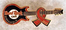 HARD ROCK CAFE MINNEAPOLIS AIDS WALK CHARITY GUITAR WITH RED RIBBON PIN # 17813 picture