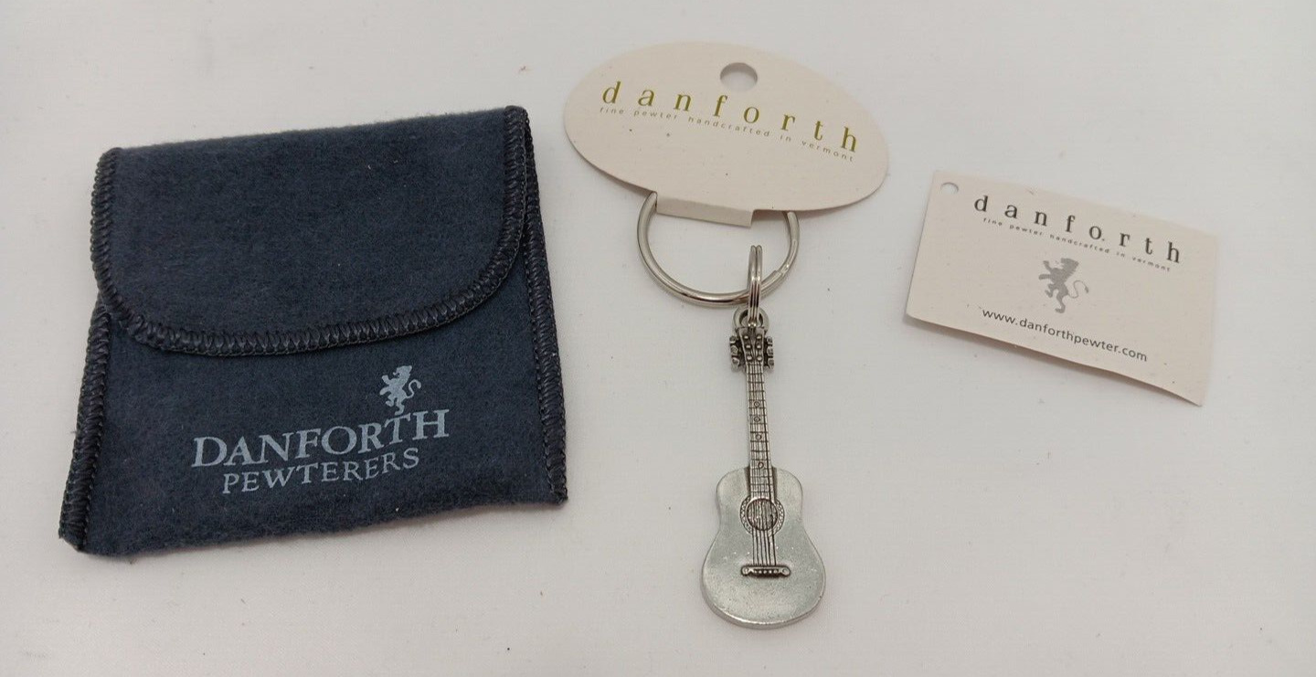 Danforth Pewter Keyring Guitar New With Tags and Pouch