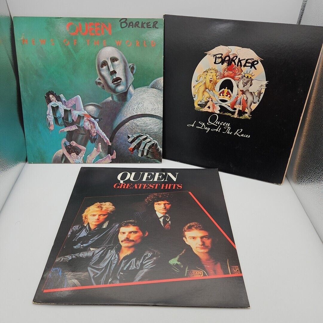Lot Of 3 Vintage Queen Vinyl Records Greatest Hits News World Day At The Races
