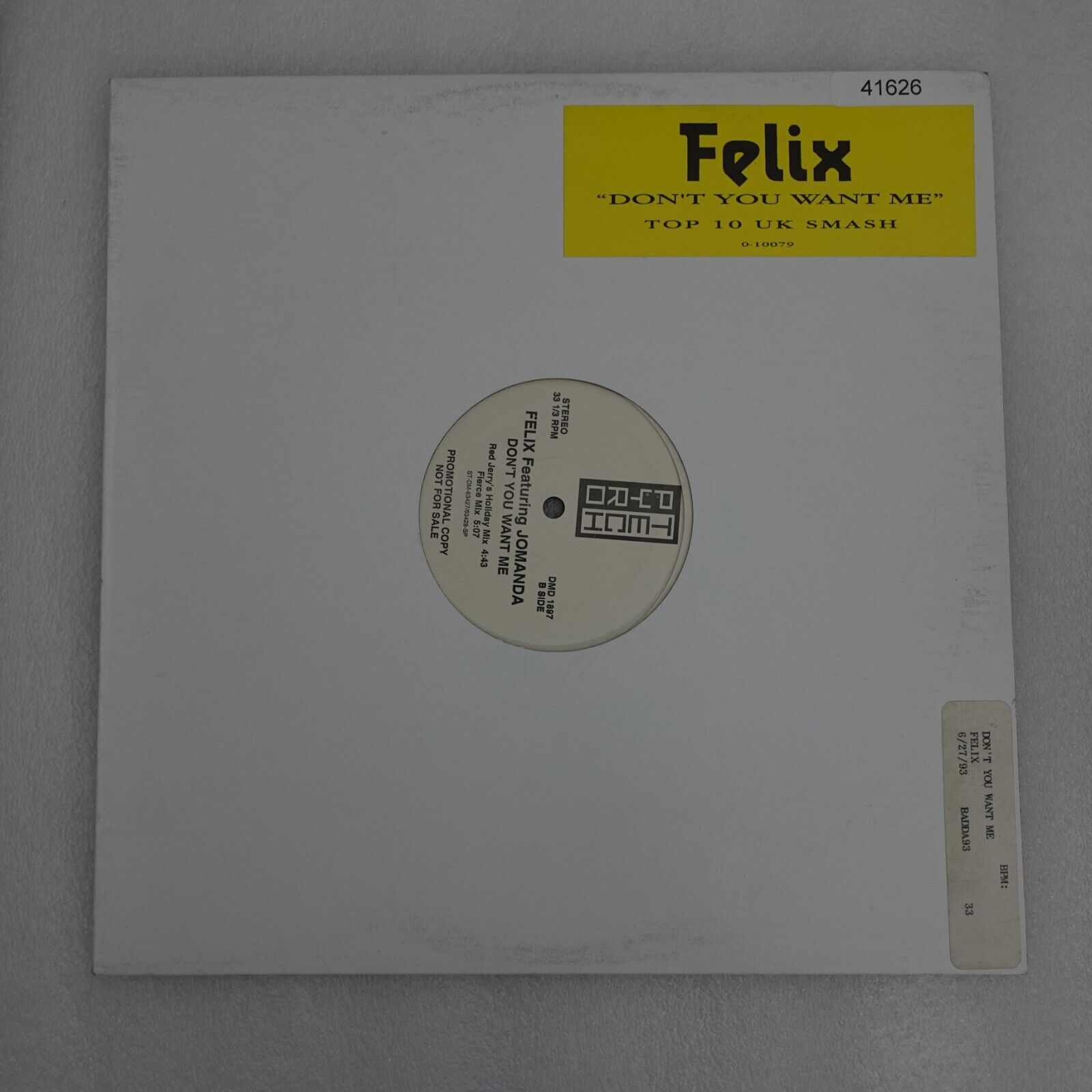 Flelix Ft Jomanda Don’T You Want Me PROMO SINGLE Vinyl Record Album