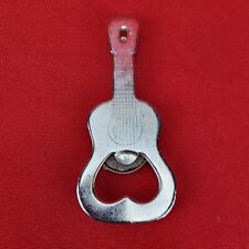 Vintage Acoustic Guitar Shaped Shiny Metal Bottle Can Opener picture