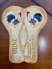 Rise And Shine Rooster Double Spoon Rest Ceramic Old McDonald Song Lyrics picture