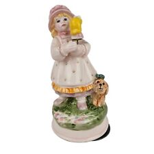 Vintage SCHMID Rotating Music Box Thank Heaven For Little Girls Girl Dog Doll picture