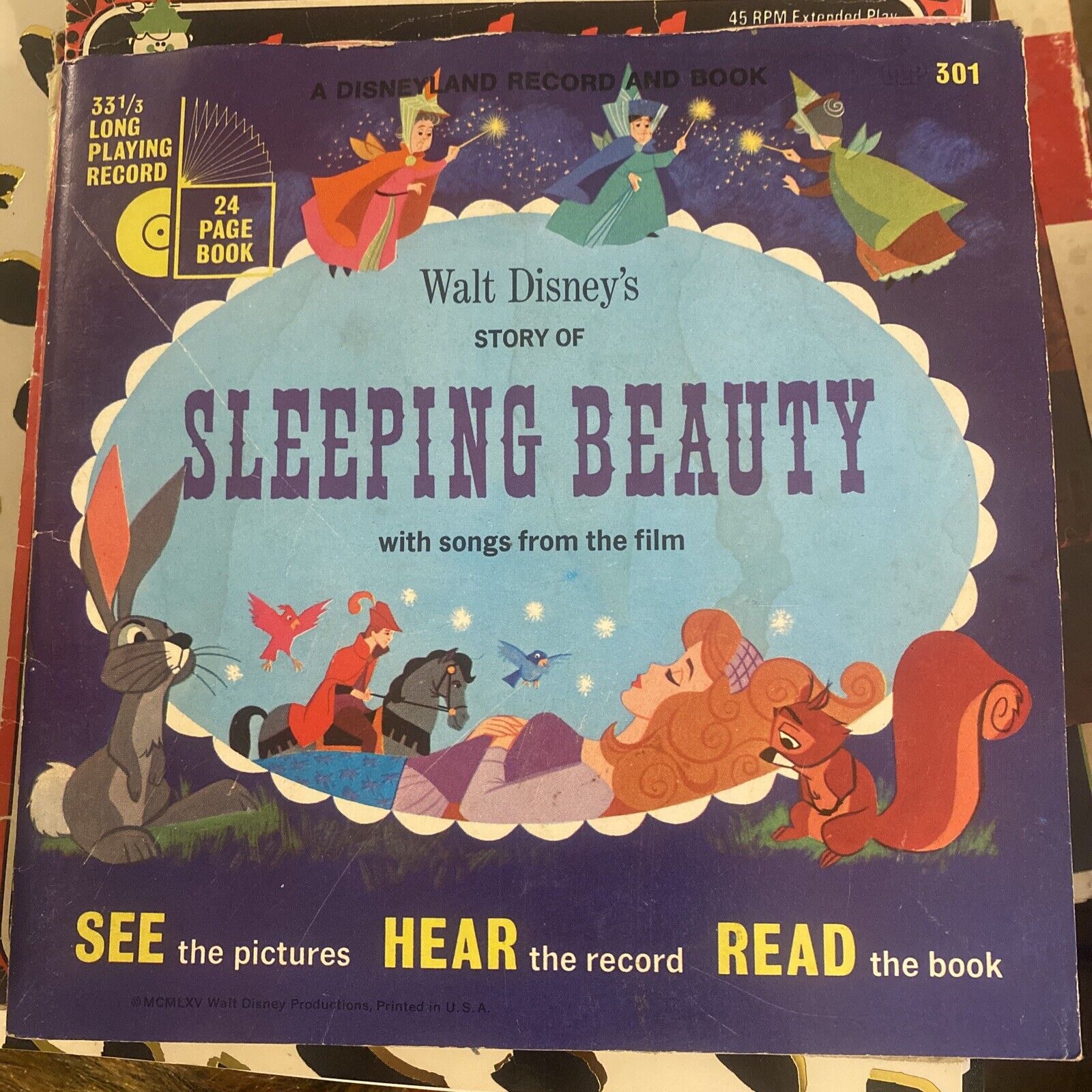Vintage WALT DISNEY\'S Story of SLEEPING BEAUTY 1957  LP Record and Picture Book 