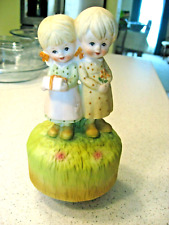 Vintage Sankyo Two Young Girls Music Box Plays The Impossible Dream - 70's picture