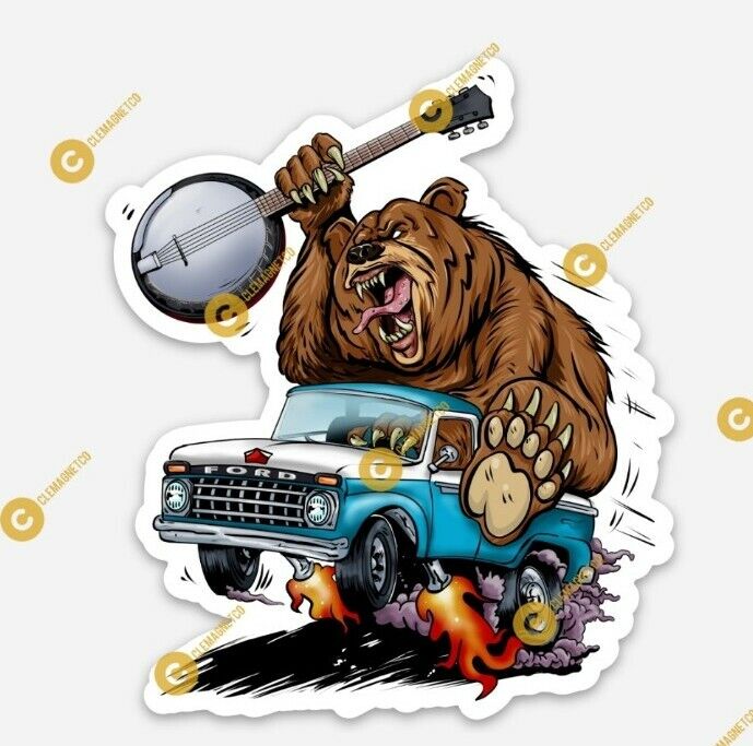 Ford Truck MAGNET - Bear Banjo Ratfink classic Rat Fink Hot Rod Race vintage