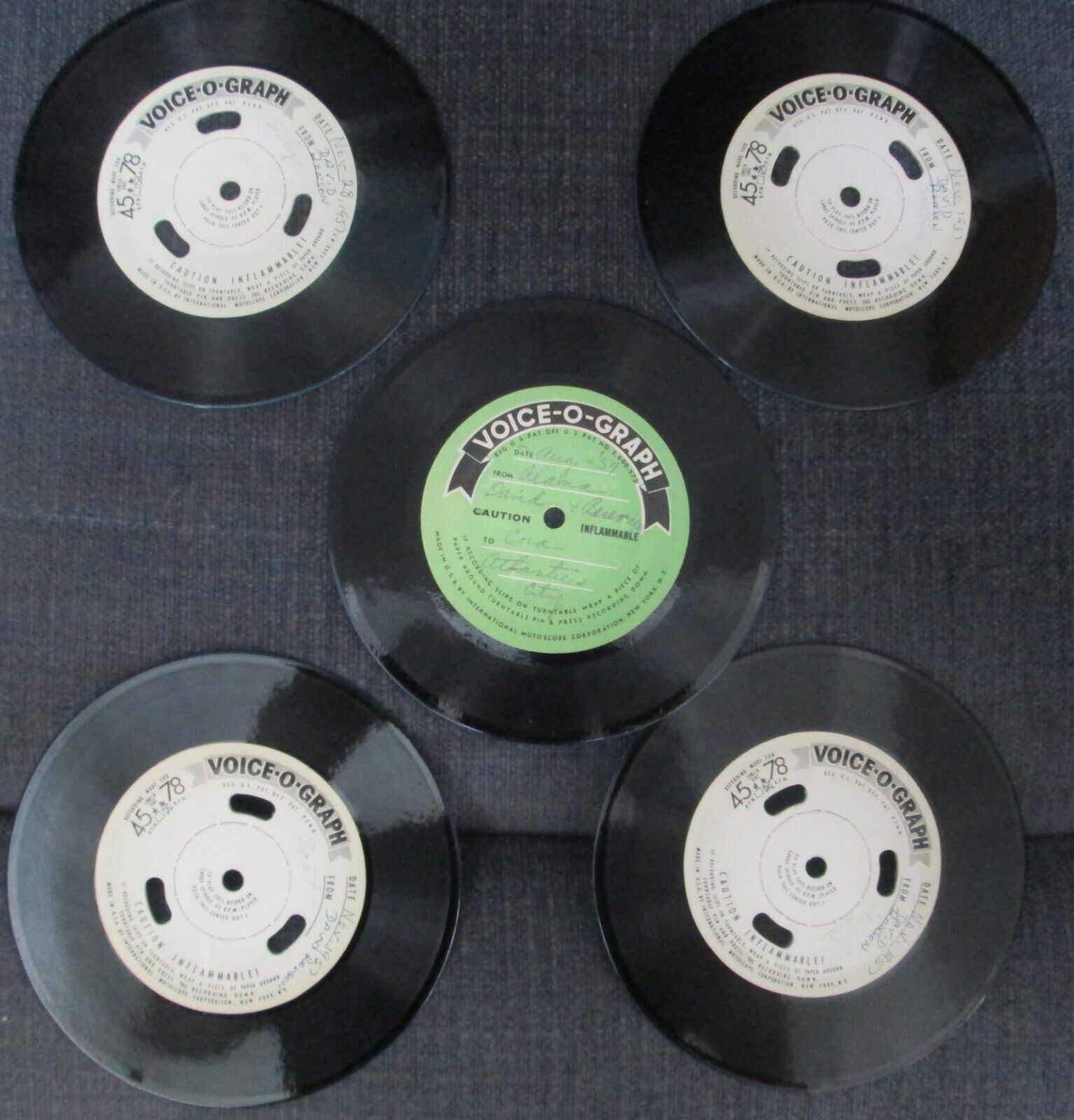 Lot Of 5 Vintage Voice O Graph Vinyl Records 78 RPM