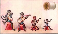 Coats Anthropomorphic Monkey Band Musical Instruments Guitar Banjo 1889 HQV1 picture