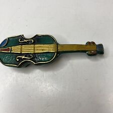 Small Abada Metal Enameled Guitar Trinket Box With Removable Lid Made in Israel picture