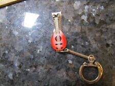 Vintage 1960s Guitar Nail Clippers File Made In Japan Red Mandolin Keychain picture