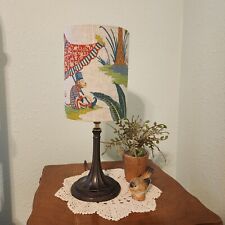 Vintage Cast Metal Lamp Base with Whimsical Style Handmade Lamp Shade picture
