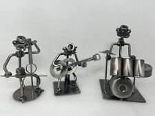 Steampunk Metal Nuts Bolts Musician Sculptures Figurines -  Guitar Drums Bass picture