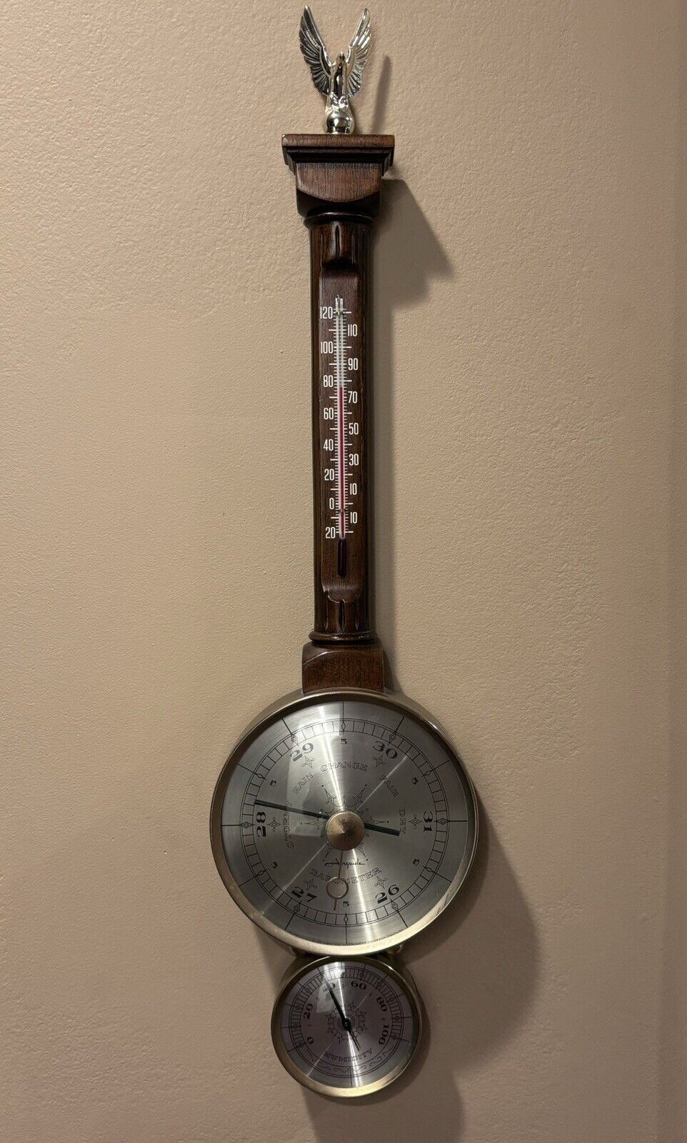 Vintage Airguide Barometer Banjo Style Weather Station Thermometer Brass