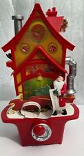 Vintage Hallmark Christmas Santa hand-Crank and battery powered Music 13x8x5inch picture