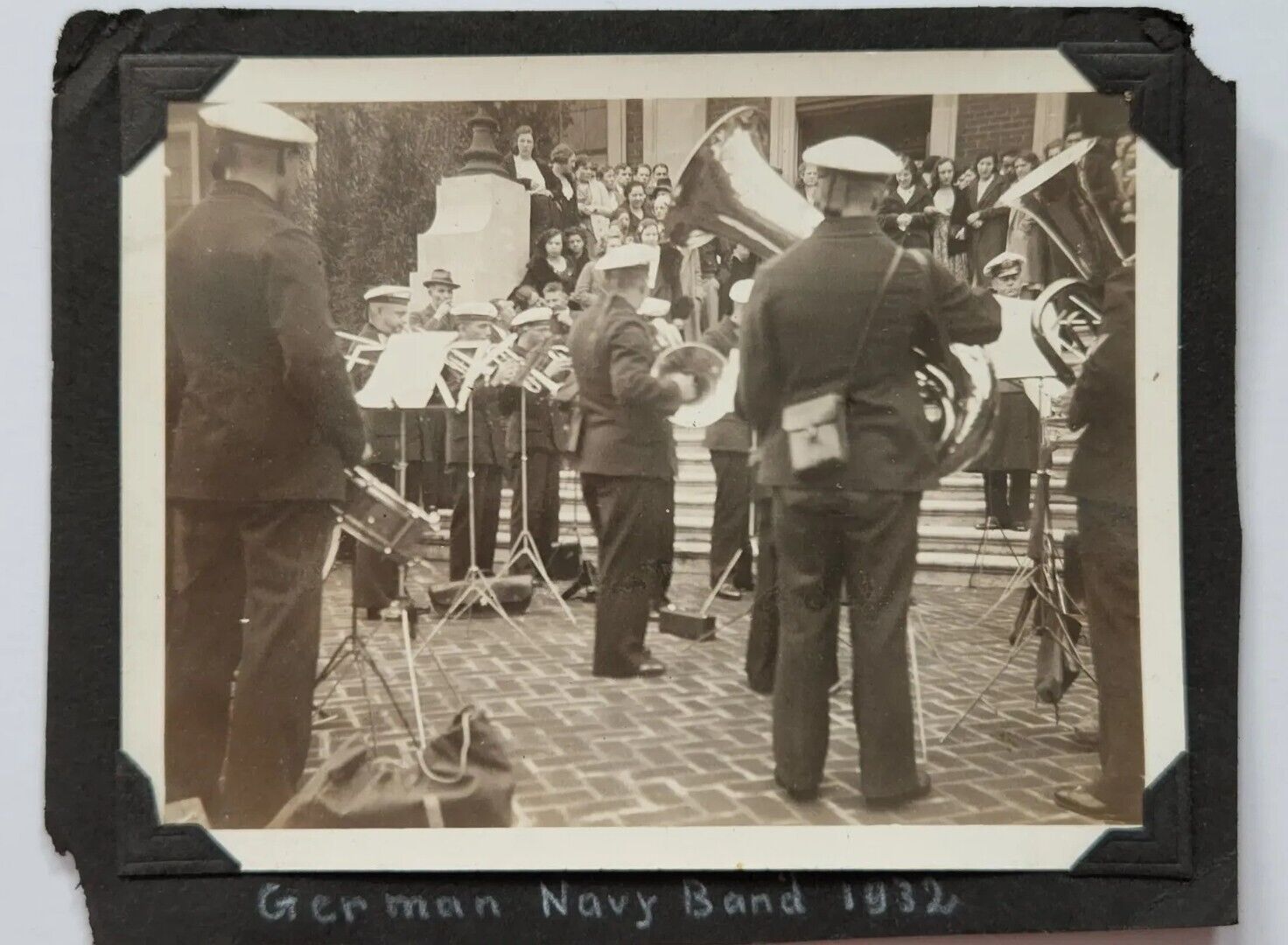 Vintage Photograph German Navy Band 1932 w/ Caption, Black & White, 4