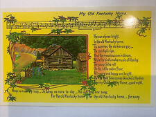 My Old Kentucky Home Song Lyrics Vintage Linen Postcard KY picture