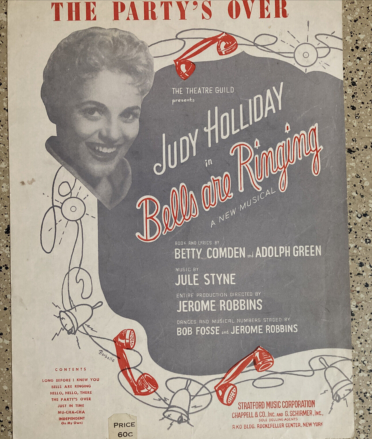 VINTAGE SHEET MUSIC THE PARTY\'S OVER JUDY HOLIDAY BELLS ARE RINGING BETTY COMDEN