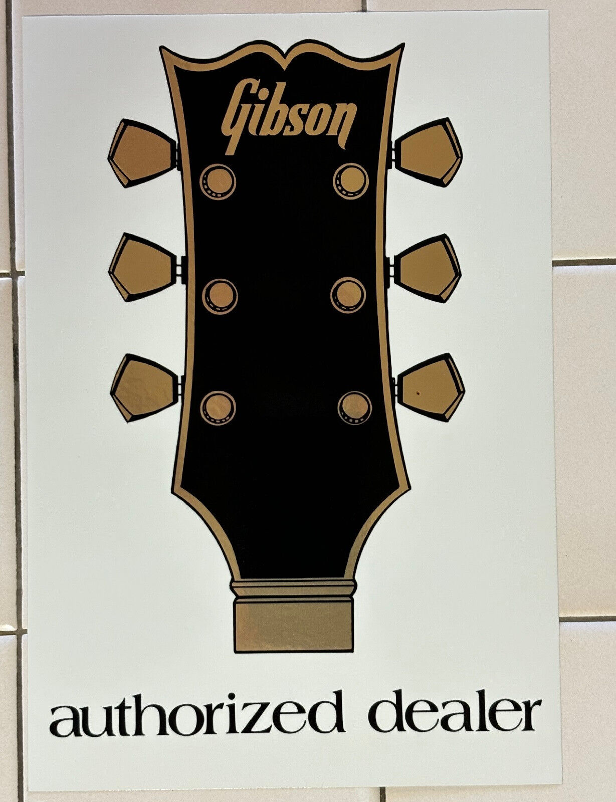 Mint 1975 Authorized Gibson Guitar Dealer Window Sticker NOS Vintage   LAST ONE
