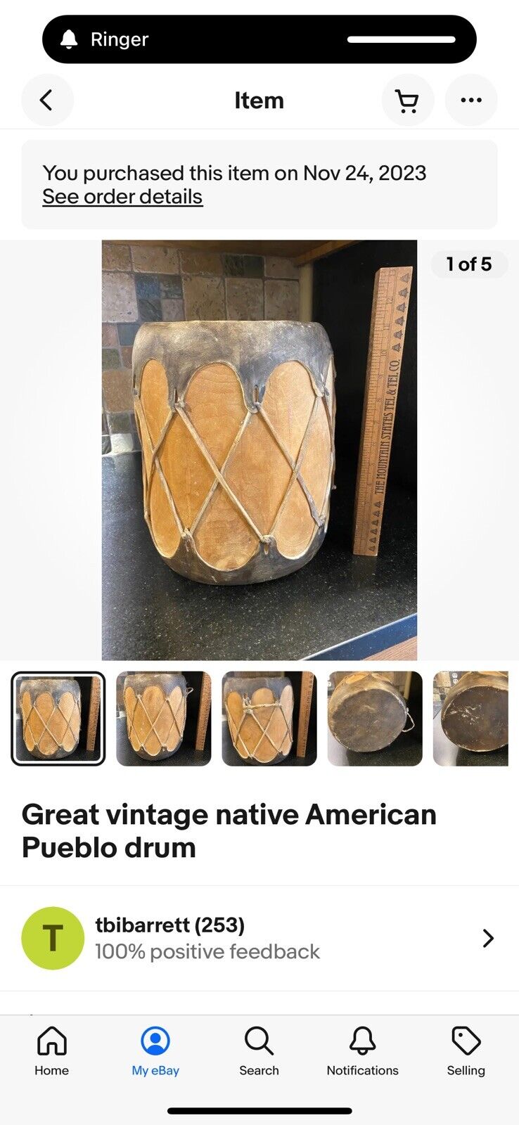 Great vintage native American Pueblo drum
