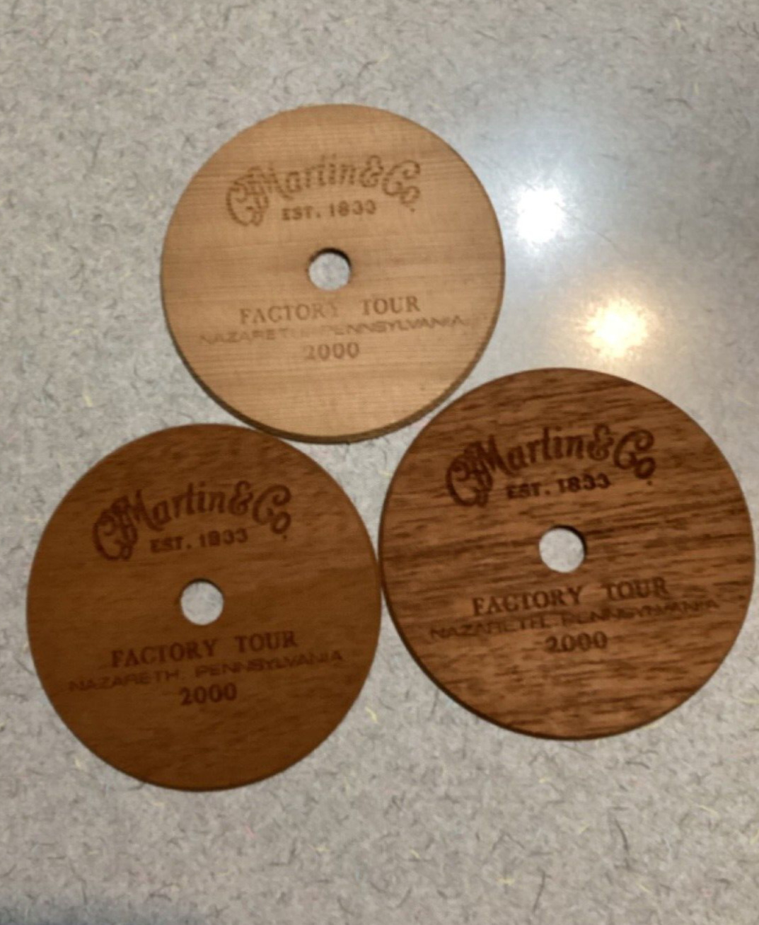 C.F. MARTIN & CO GUITAR WOODEN CUT OUTS ~ LOT OF 3 ~ FACTORY TOUR 2000