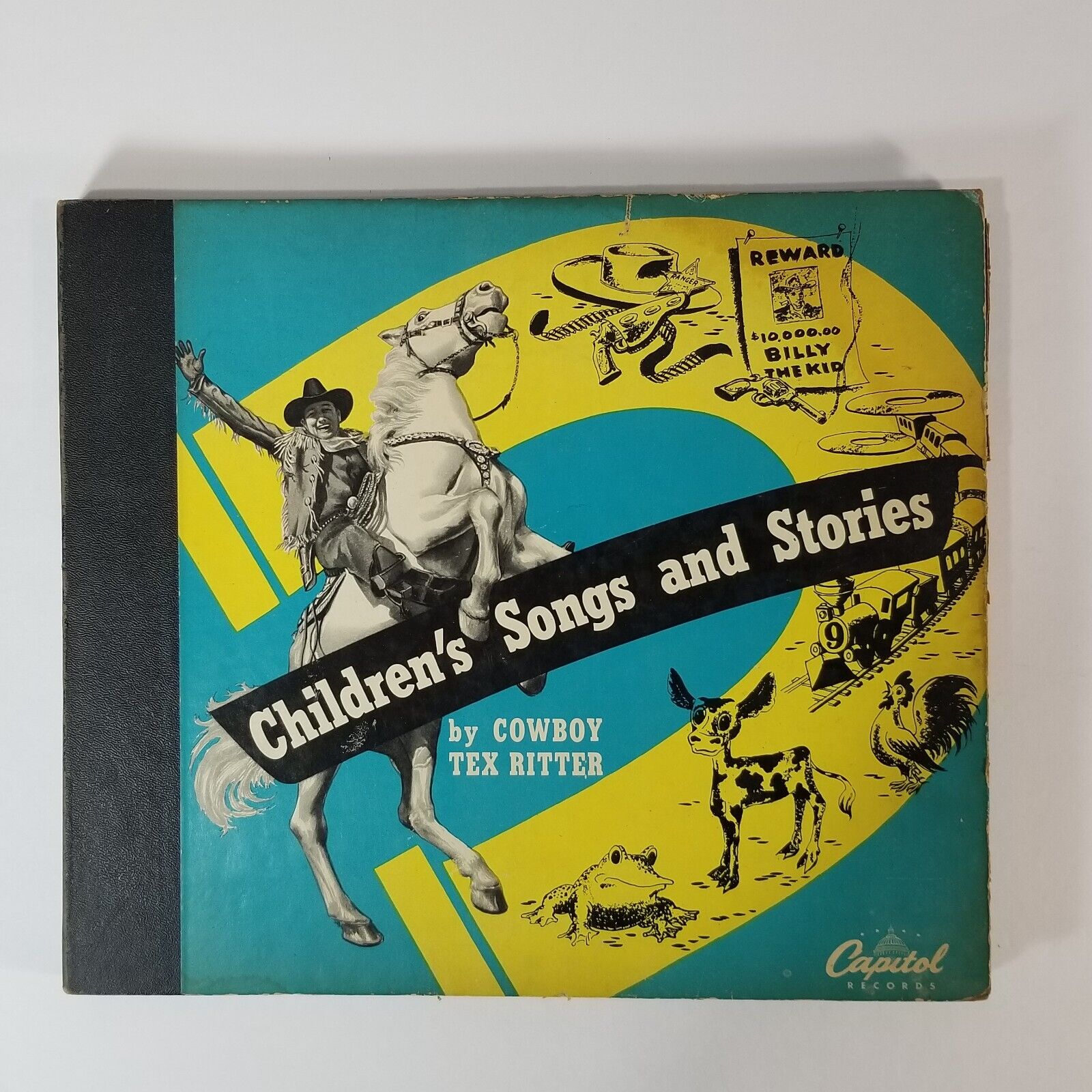VINTAGE CHILDRENS SONGS STORIES COWBOY TEX RITTER 4 RECORD ALBUM SET 78 RPM VG