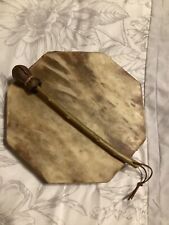 Native American 10 in. ceremonial deer hide hand drum w/11 in. stick/beater picture