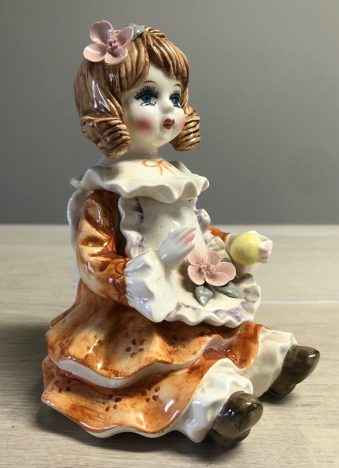 Lefton Japan Hand Painted Abigail Porcelain Doll Music Box Vintage 1962