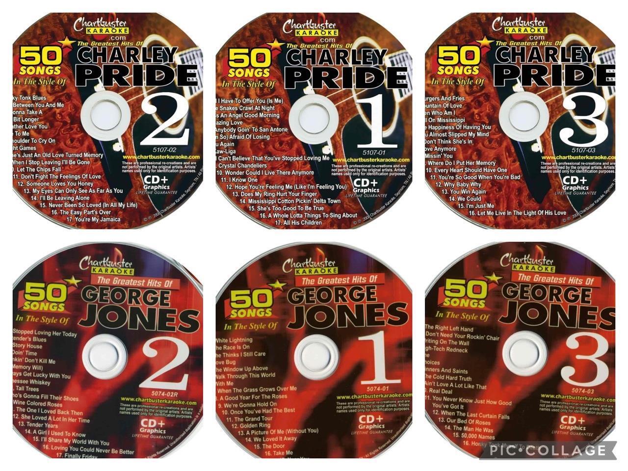 CHARTBUSTER KARAOKE CHARLIE PRIDE & GEORGE JONES 6 CDG COUNTRY DISCS CDS 