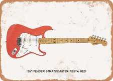 Guitar Art - 1957 Fender Stratocaster Pencil Drawing - Rusty Look Metal Sign picture